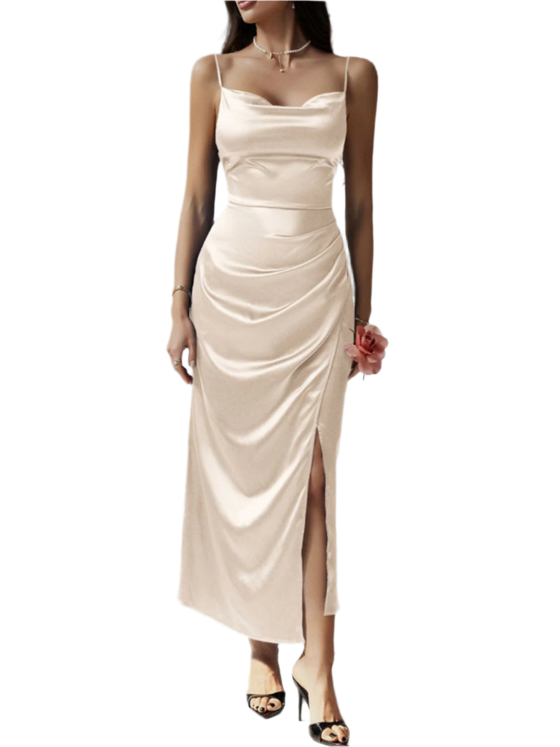 Devine Slit Ruched Maxi Cami Dress - High-Quality Fashion | Chic Yana