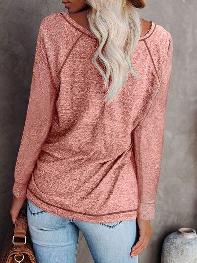 Round Neck Long Sleeve T Shirt - Chic Yana's Fashion