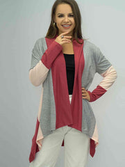 Shiny Color Block Open Front Cardigan - Chic Yana's Fashion