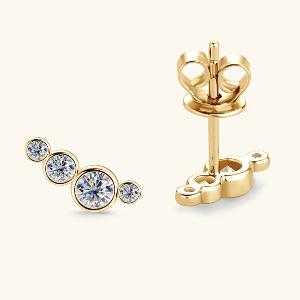 Moissanite 925 Sterling Silver Stud Earrings - Fashion Jewelry by Chic Yana's Fashion