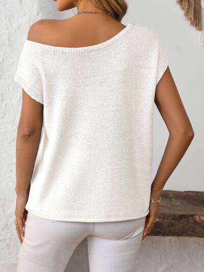 Mandy Boat Neck Short Sleeve Knit Top - Chic Yana's Fashion