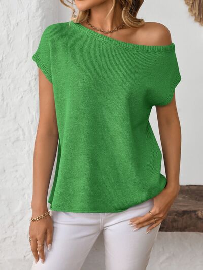 Mandy Boat Neck Short Sleeve Knit Top - Chic Yana's Fashion