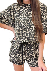 Leopard Round Neck Top and Shorts Set - Shop Now at Chic Yana's Fashion