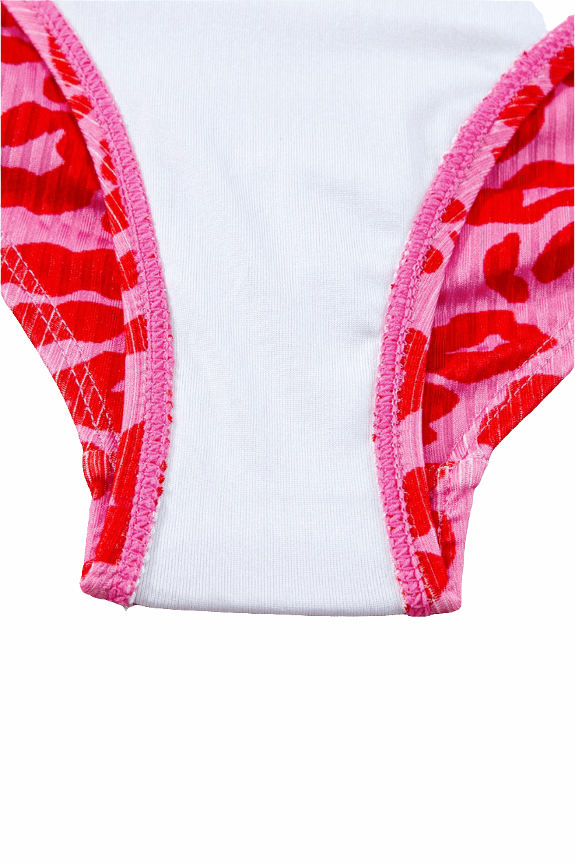 Leopard Cutout Ribbed Side Drawstring One-Piece Swimsuit