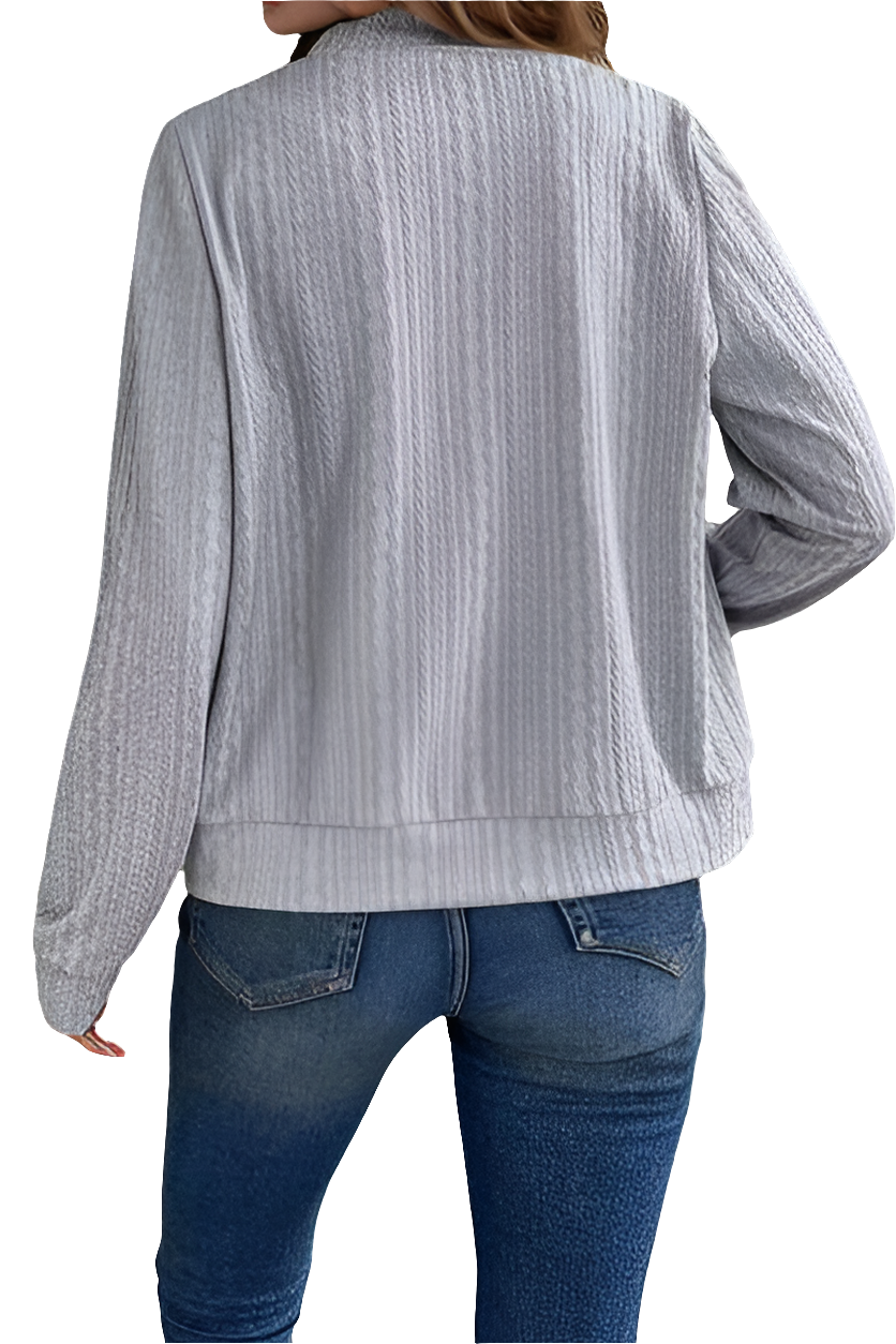 Baseball Collar Zip Up Long Sleeve Jacket