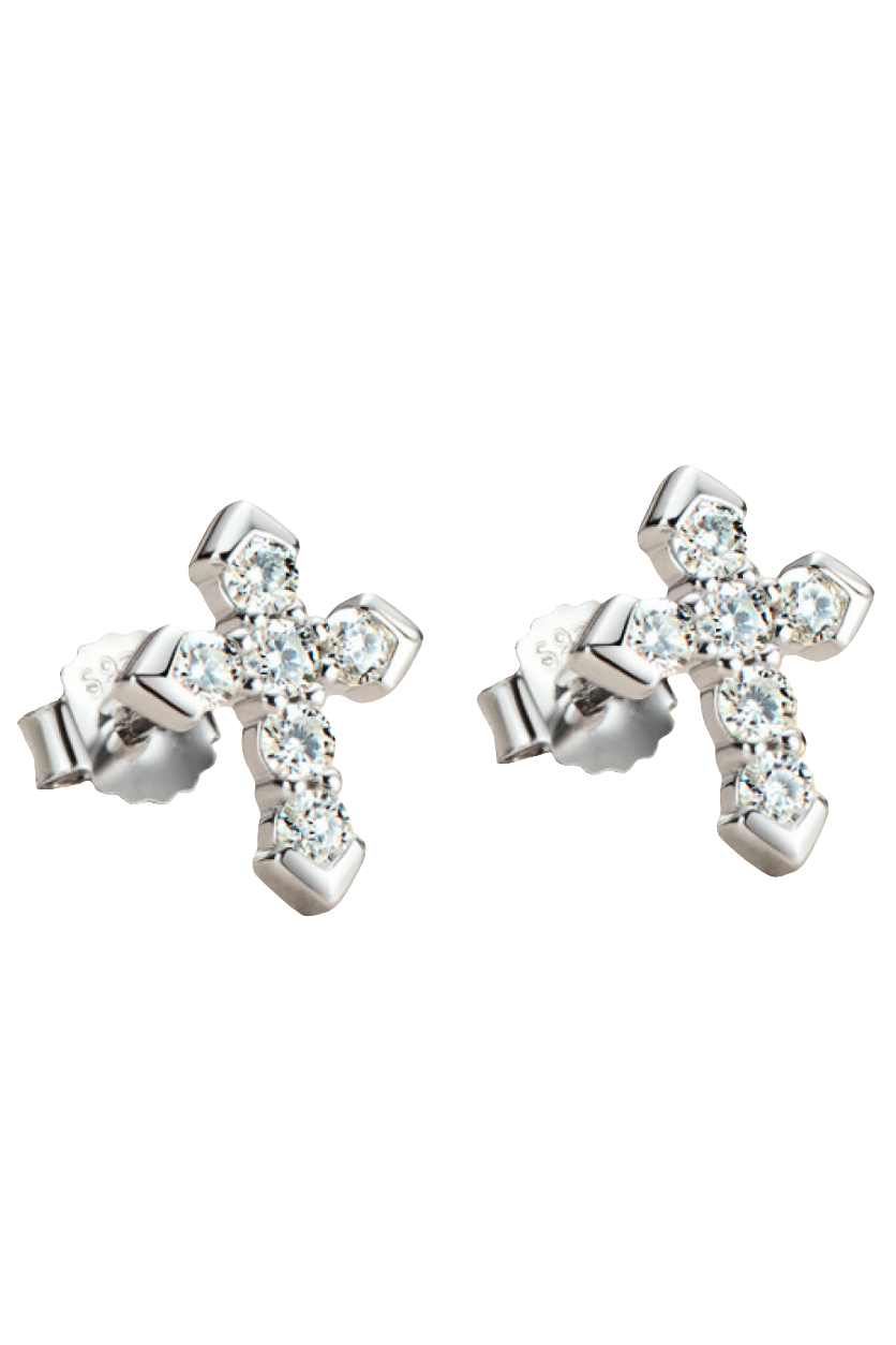 Moissanite Cross Stud Earrings