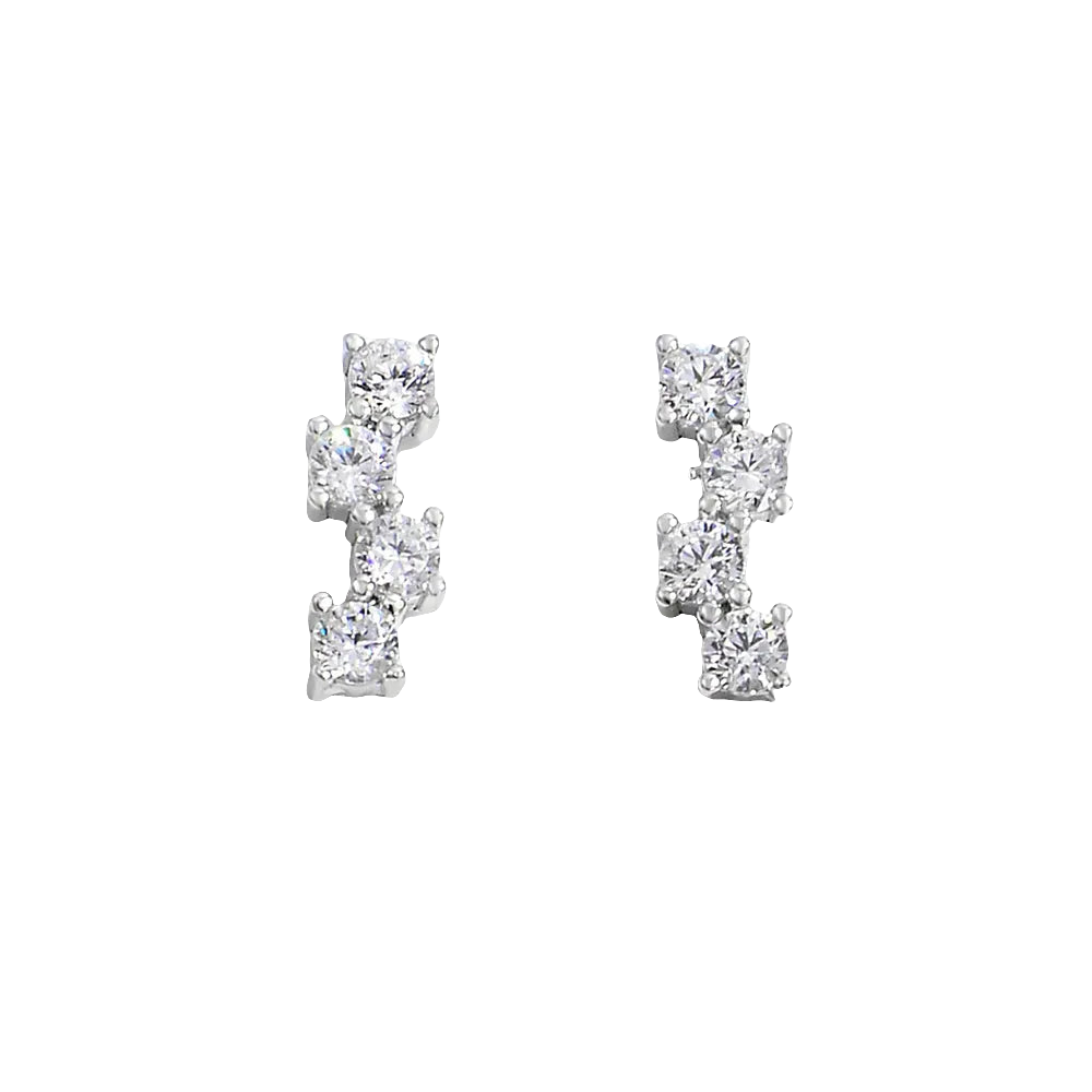 925 Sterling Silver Inlaid Zircon Stud Earrings