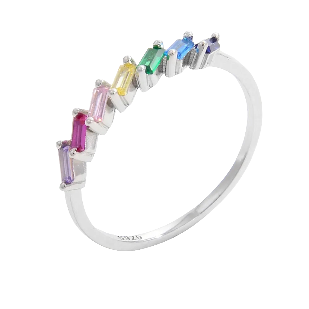 925 Sterling Silver Contrast Zircon Ring