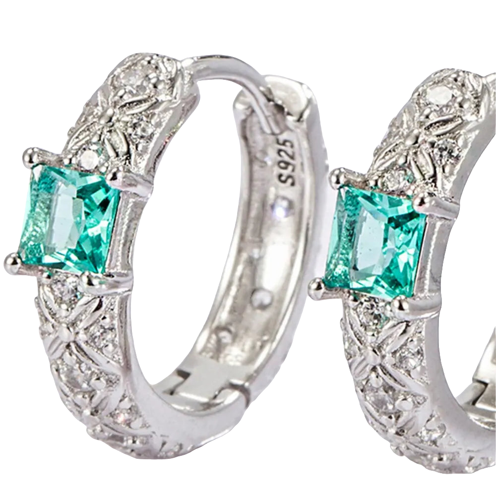 925 Sterling Silver Inlaid Zircon Earrings