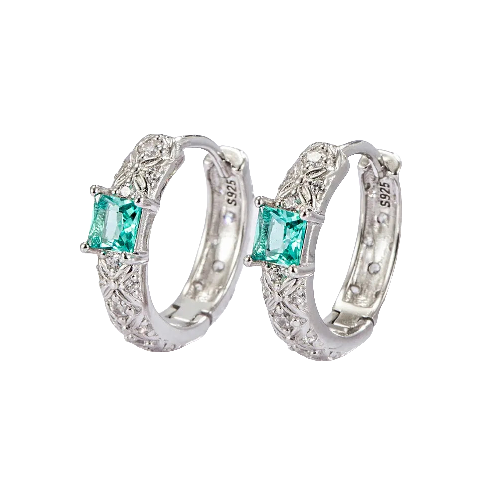 925 Sterling Silver Inlaid Zircon Earrings