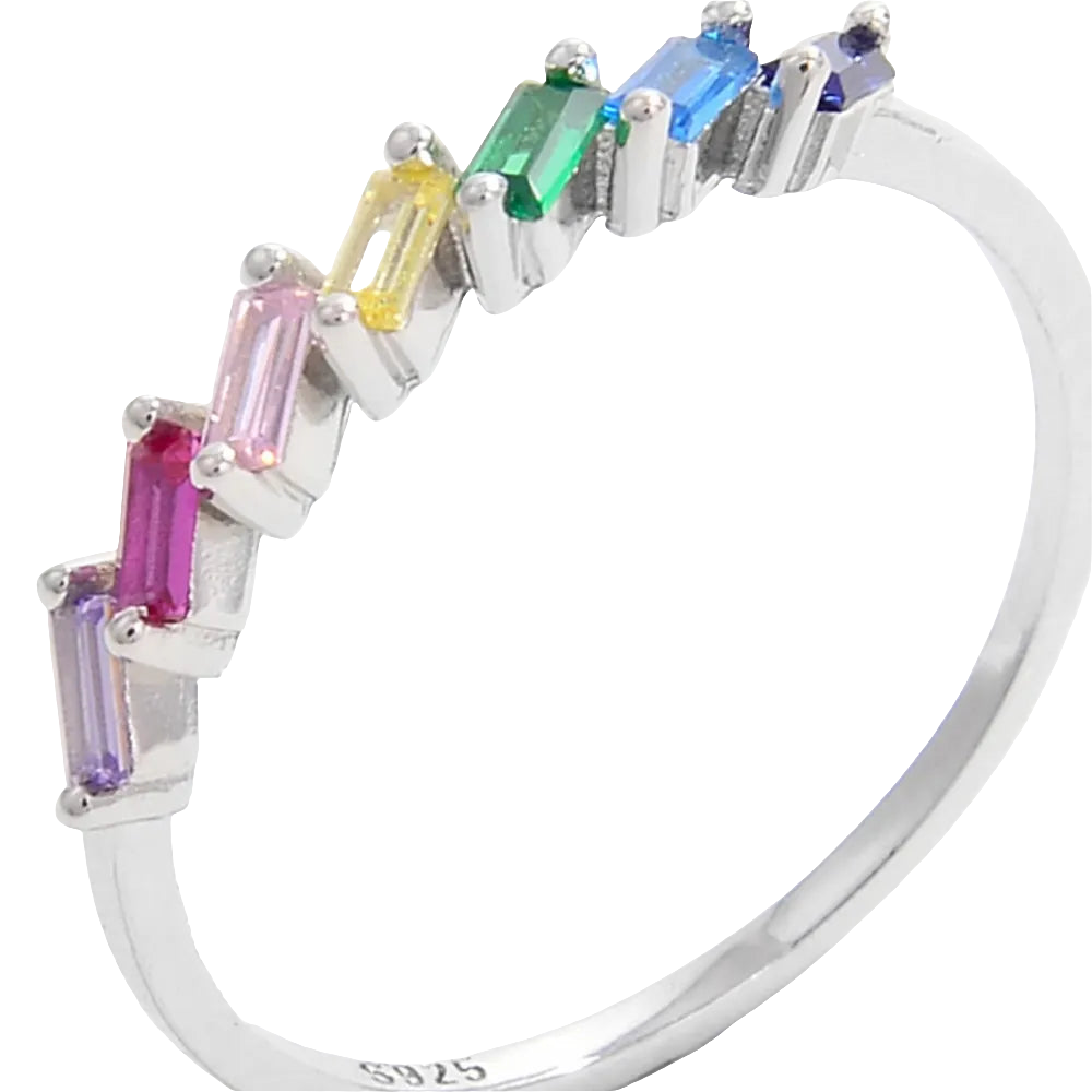 925 Sterling Silver Contrast Zircon Ring