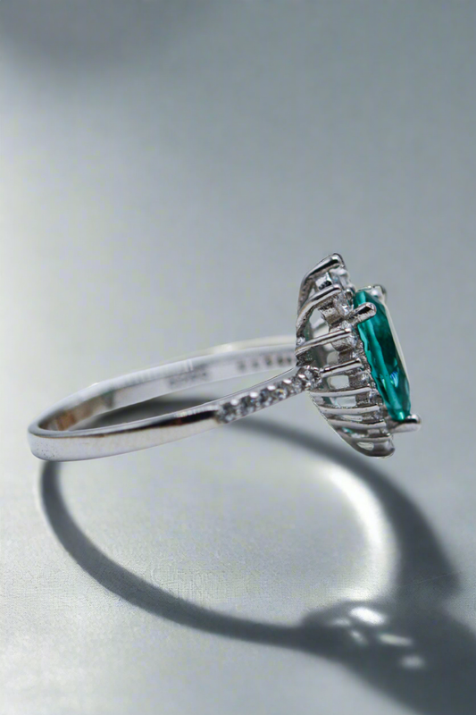 Paraiba Blue Zircon Pear Shape Ring