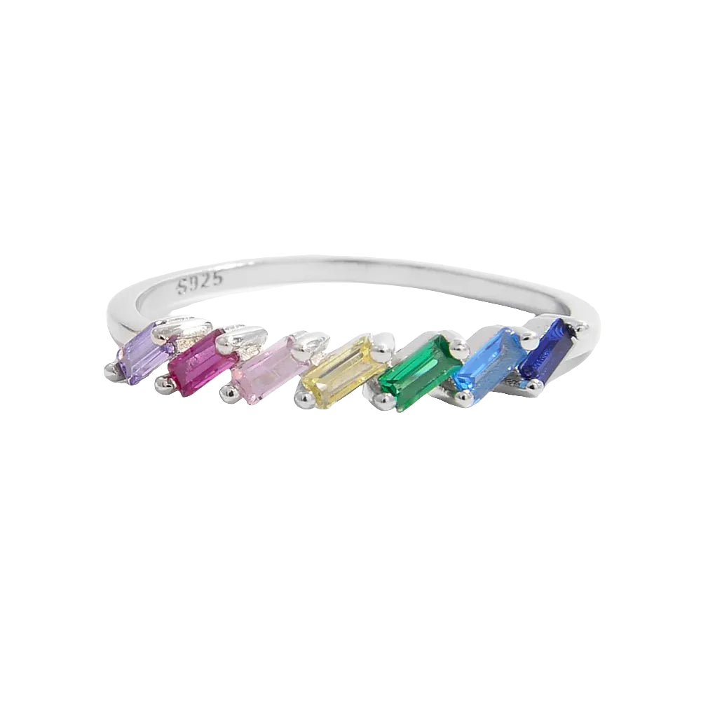 925 Sterling Silver Contrast Zircon Ring