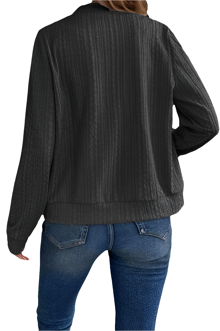 Baseball Collar Zip Up Long Sleeve Jacket