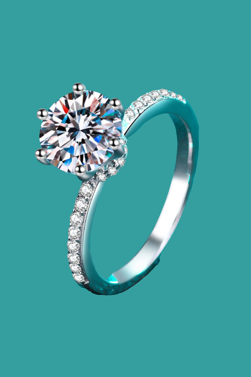 925 Sterling Silver 2 Carat Moissanite Ring