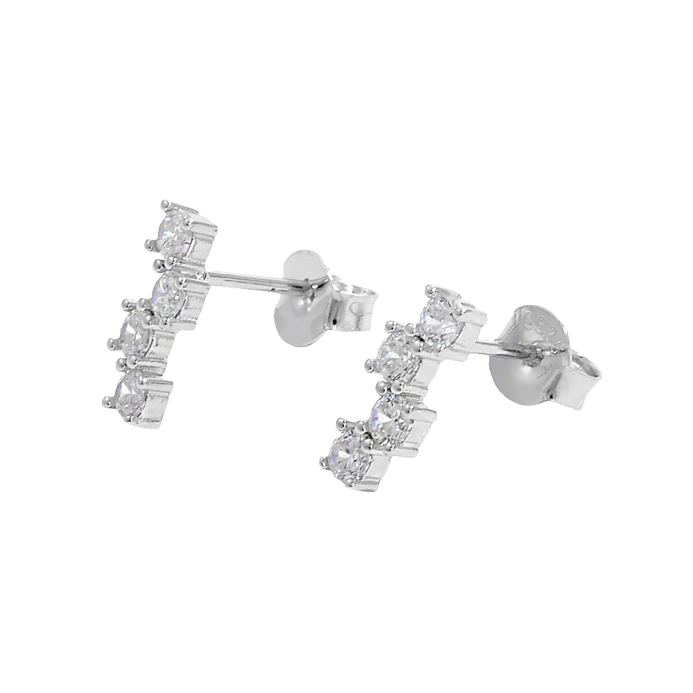 925 Sterling Silver Inlaid Zircon Stud Earrings