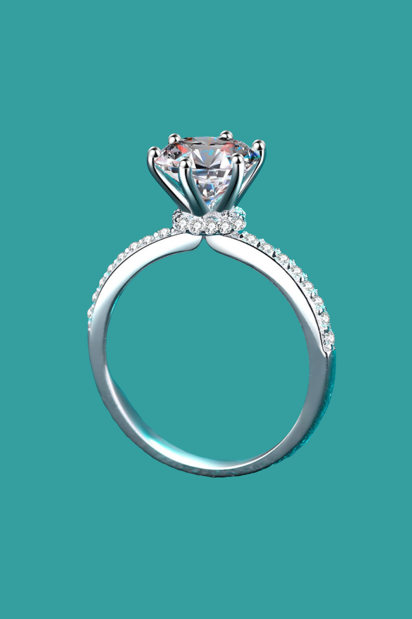925 Sterling Silver 2 Carat Moissanite Ring