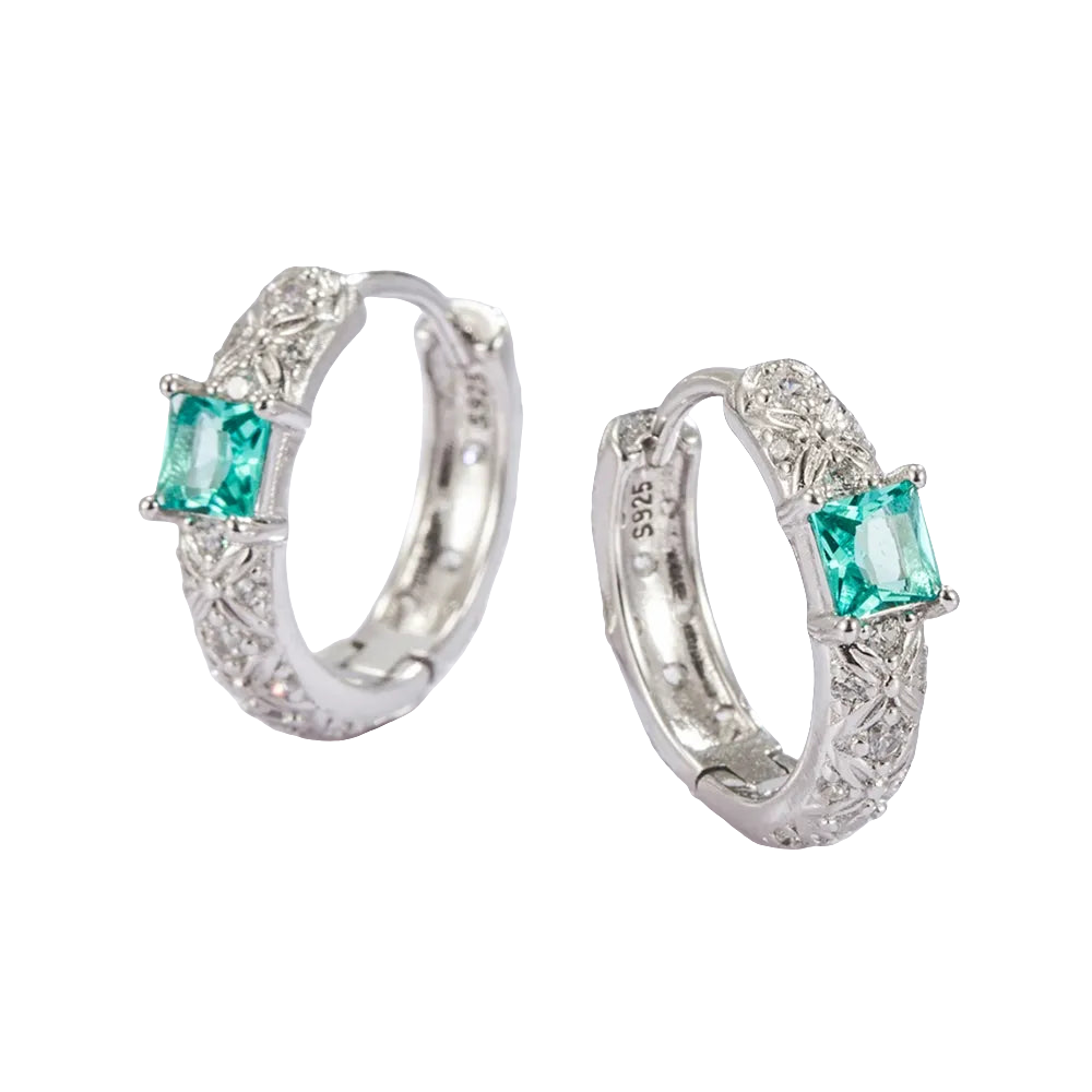925 Sterling Silver Inlaid Zircon Earrings
