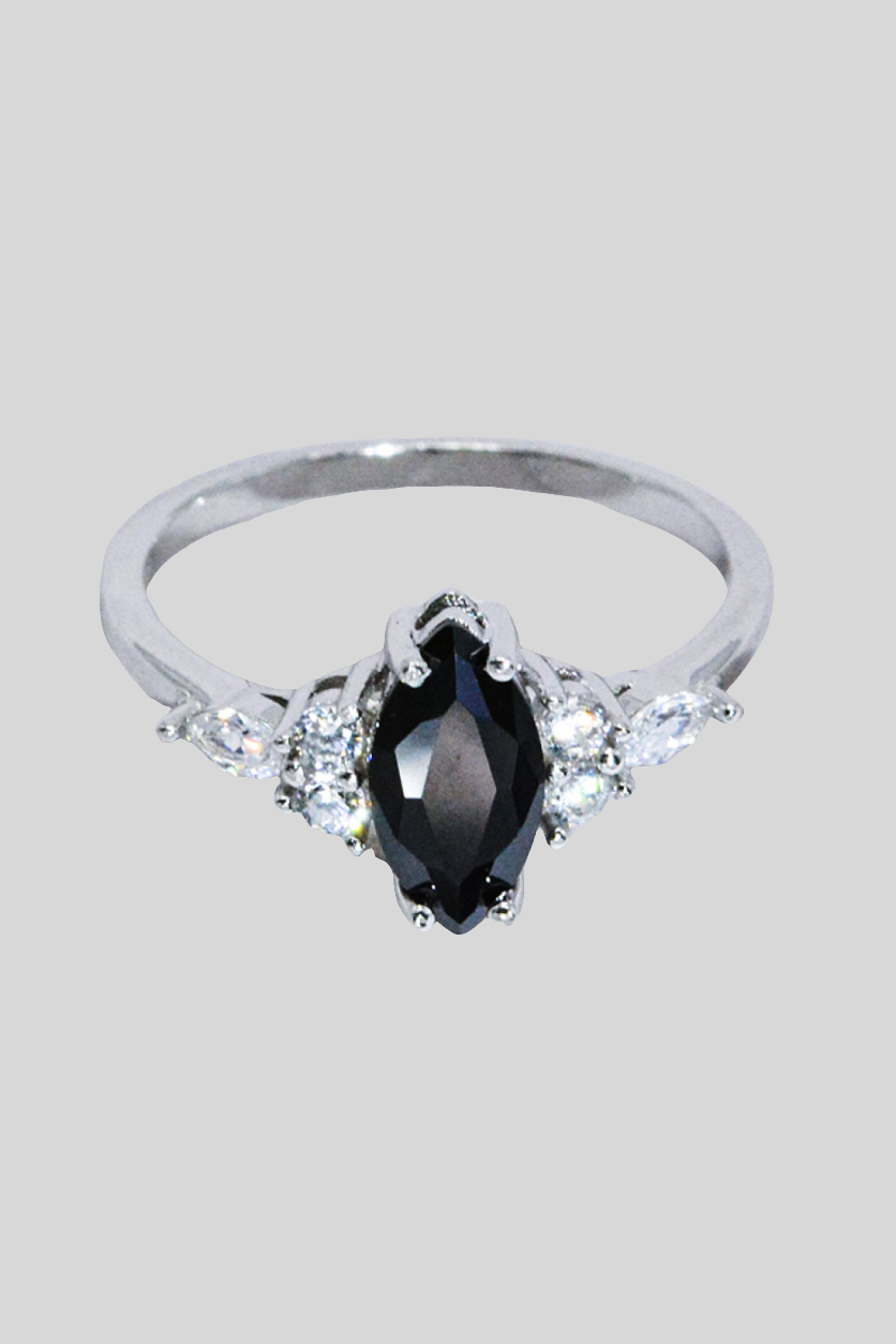 925 Sterling Silver Black Agate Ring