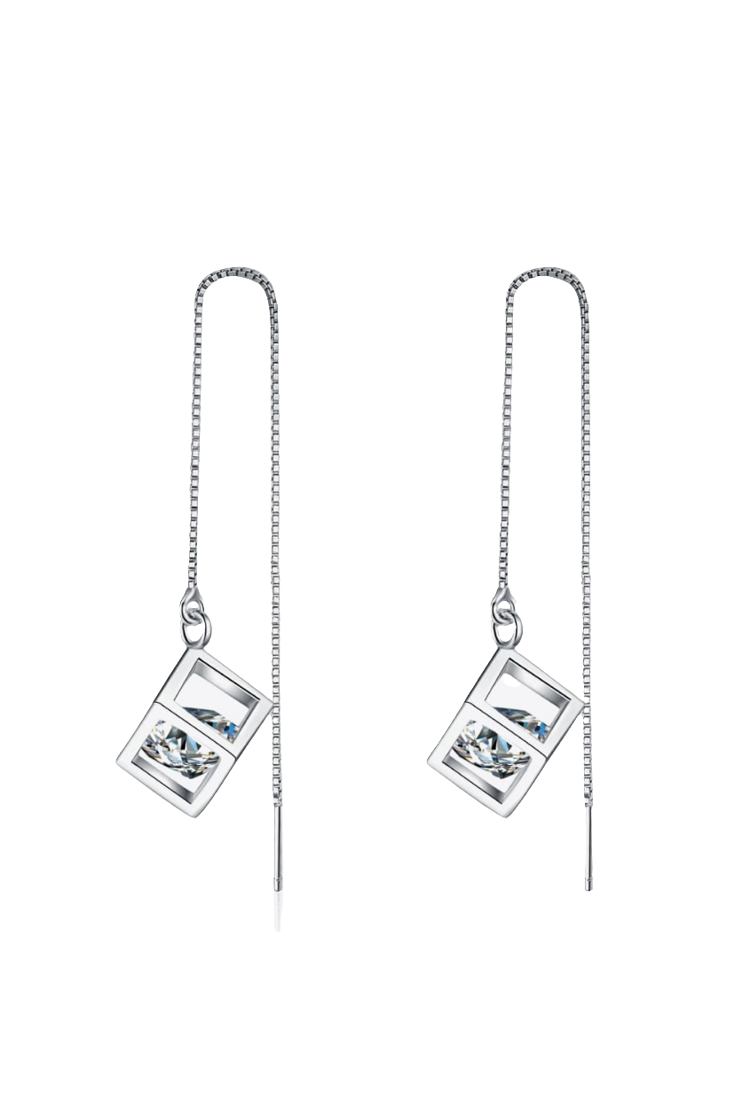 2 Carat Moissanite 925 Sterling Silver Threader Earrings