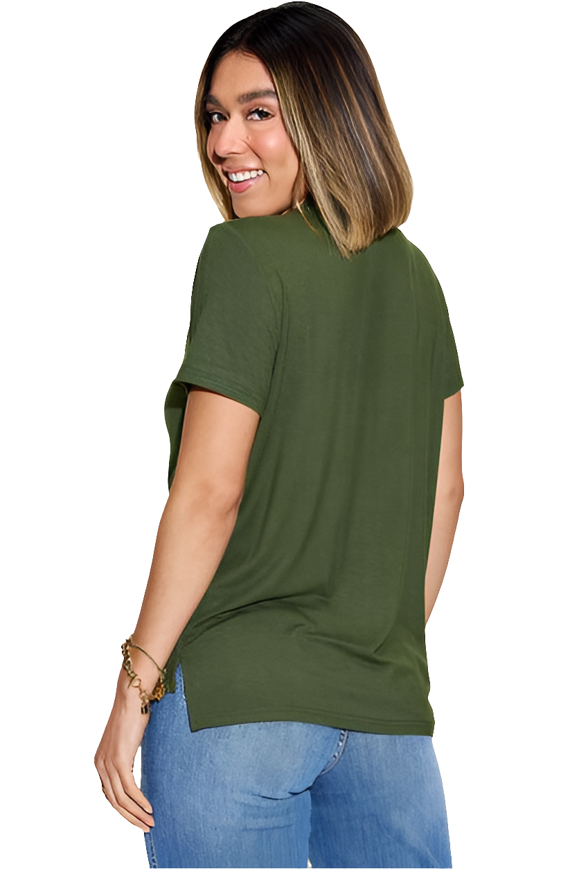 Basic Bae Full Size V-Neck High-Low T-Shirt