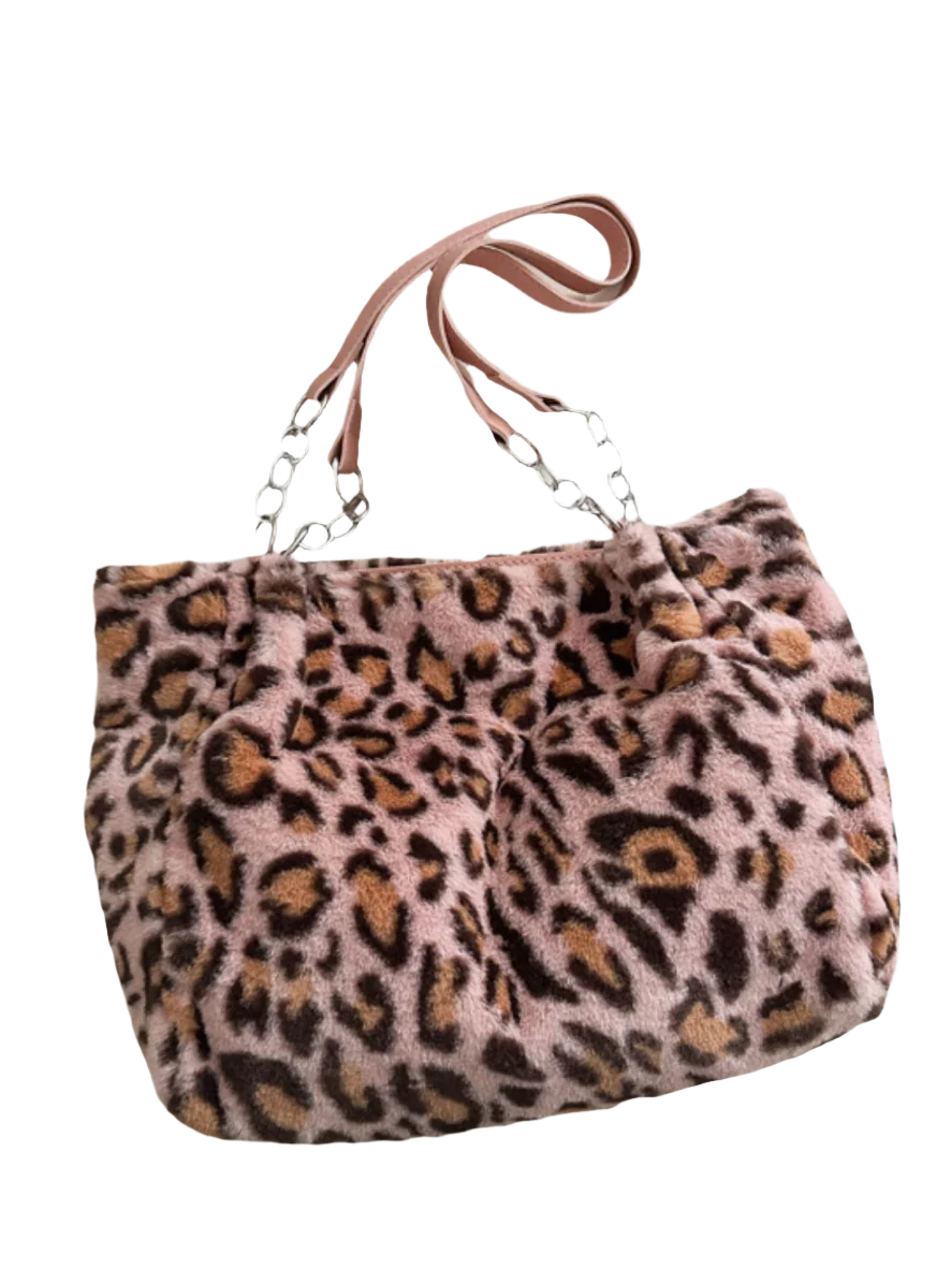 Faux Fur Leopard Shoulder Bag