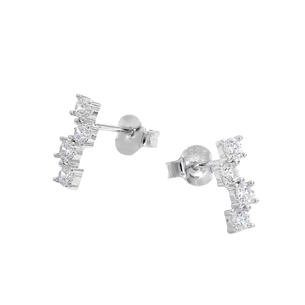 925 Sterling Silver Inlaid Zircon Stud Earrings