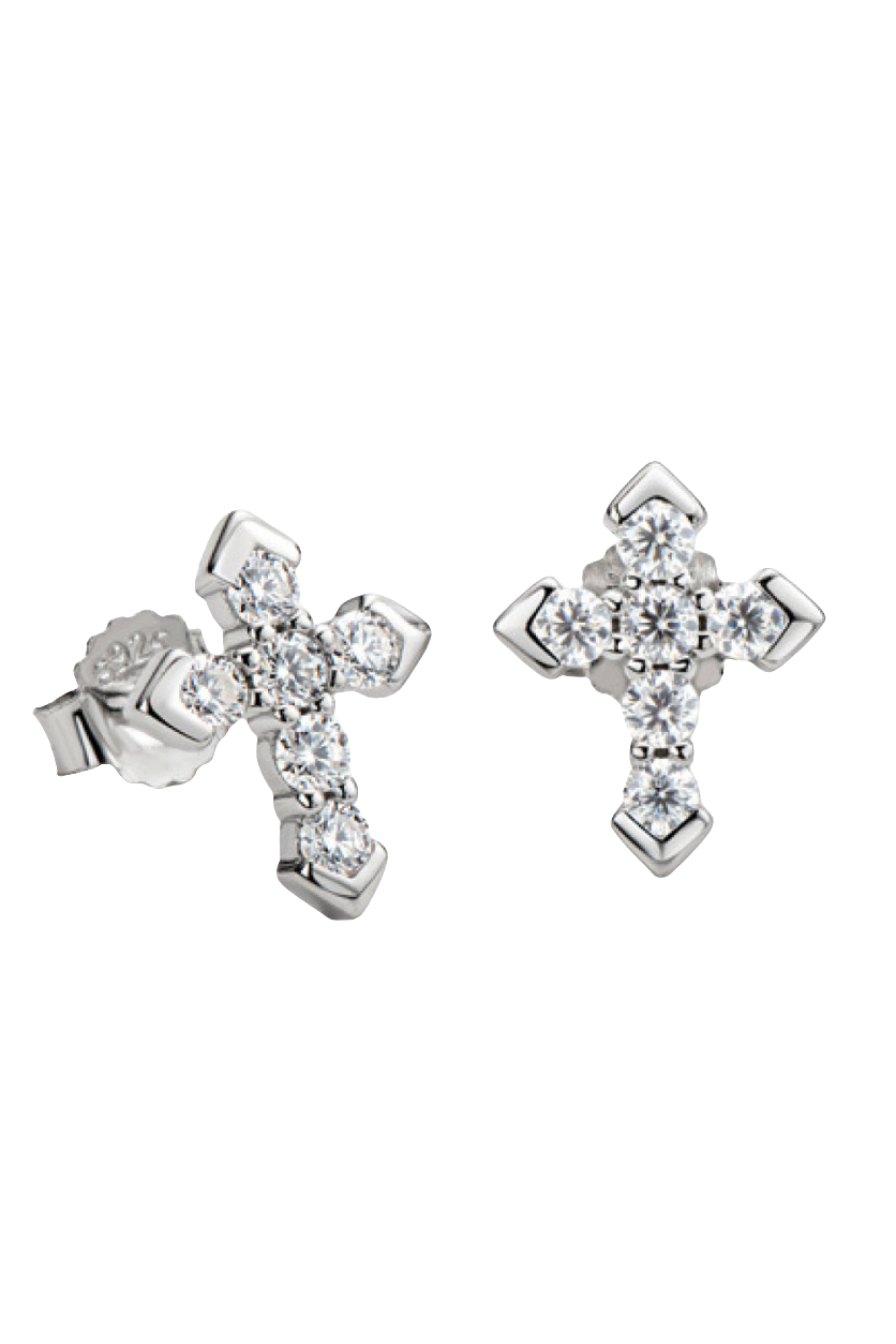 Moissanite Cross Stud Earrings