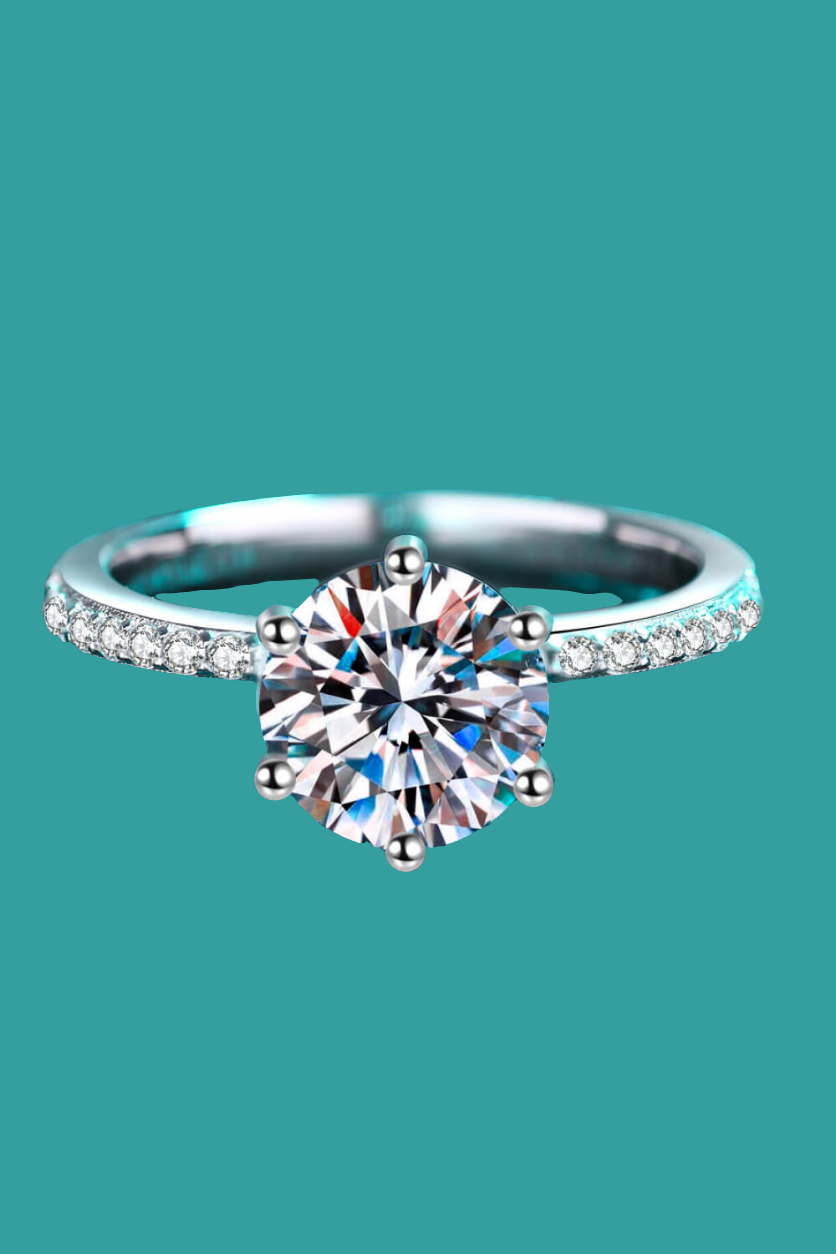 925 Sterling Silver 2 Carat Moissanite Ring
