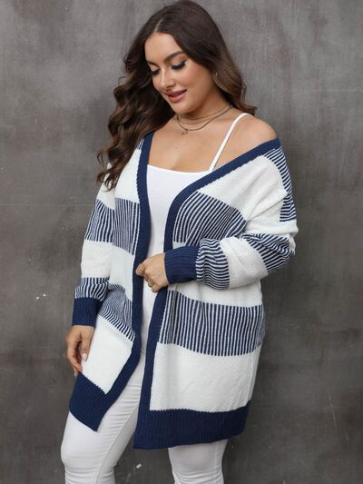 Plus Size Open Front Long Sleeve Cardigan 1 - Chic Yana's Fashion