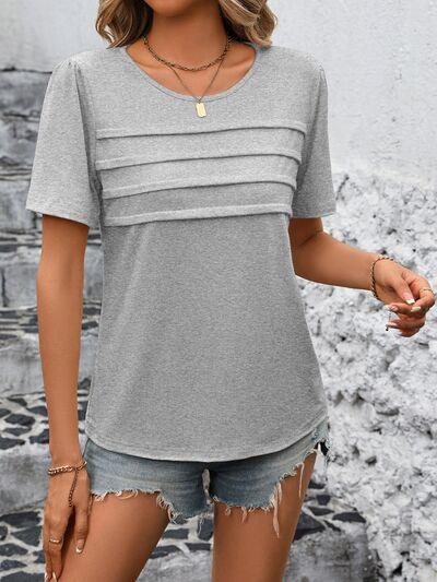 Ivy Lane Round Neck Short Sleeve Top - Chic Yana's Fashion