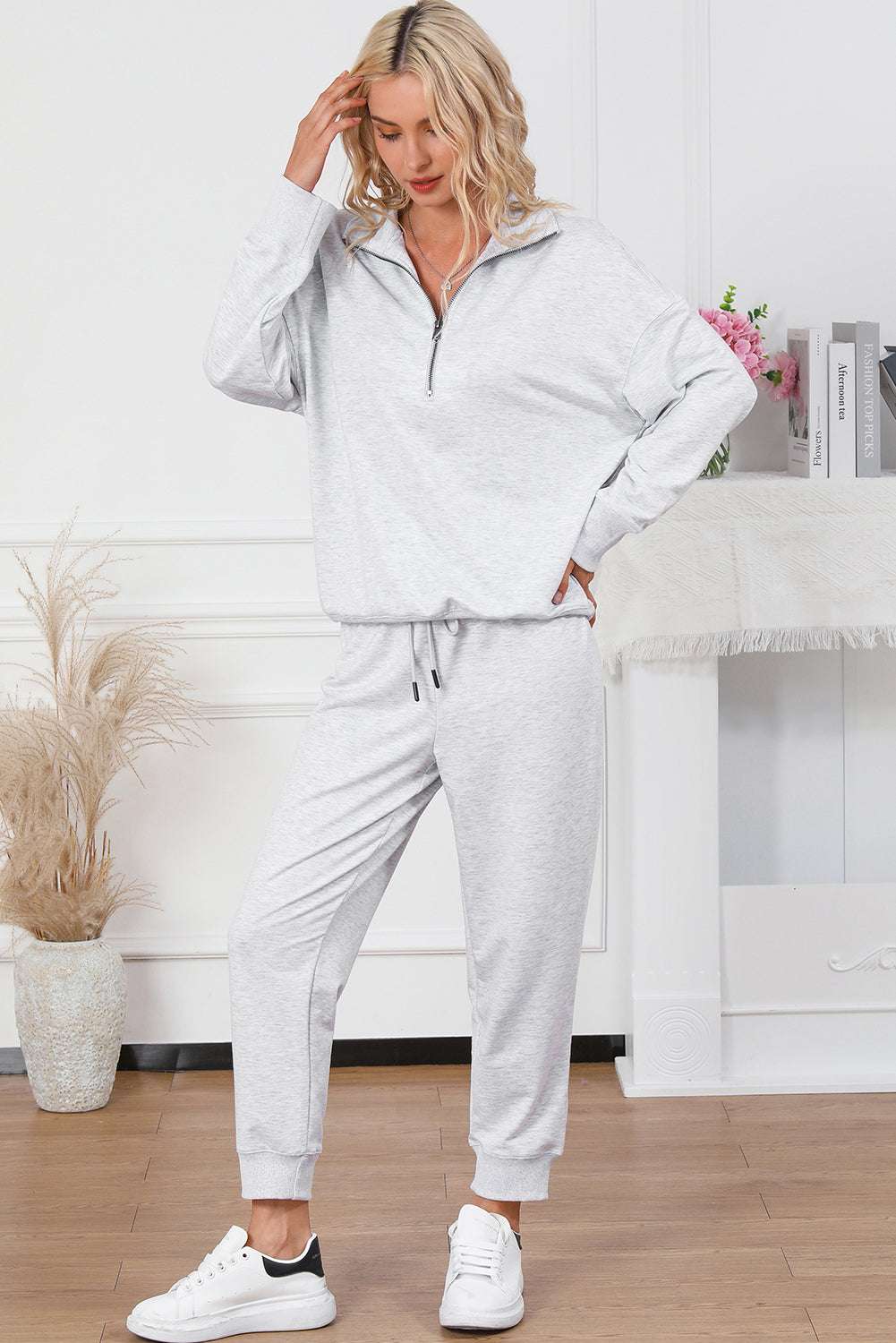 Half Zip Sweatshirt and Drawstring Sweatpants Set – Chic Yana’s Fashion