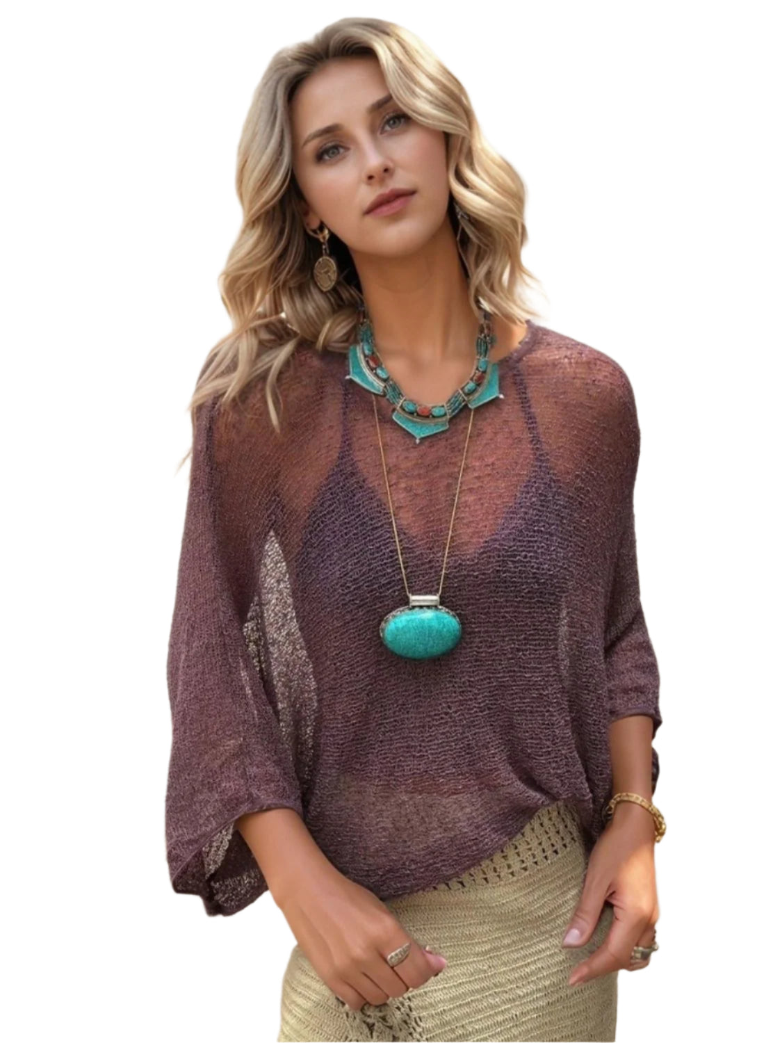 Round Neck Long Sleeve Cover-Up - Stylish and Trendy Women's Fashion from Chic Yana's Fashion