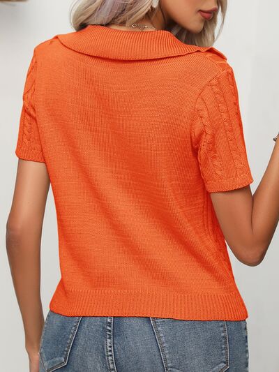 Cable Knit Short Sleeve Top - Chic Yana's Fashion