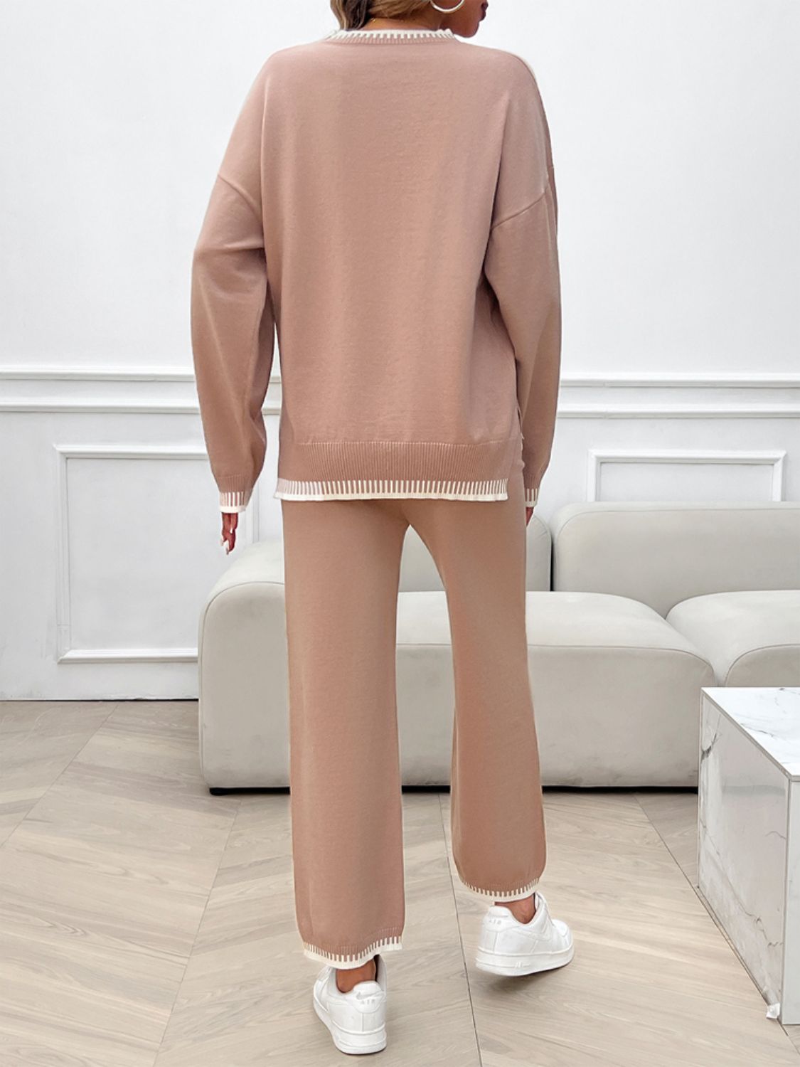 Devine Round Neck Dropped Shoulder Top and Pants Sweater Set – Chic Yana’s Fashion