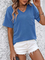 Mandy V Neck Dropped Shoulder T Shirt - Chic Yana's Fashion