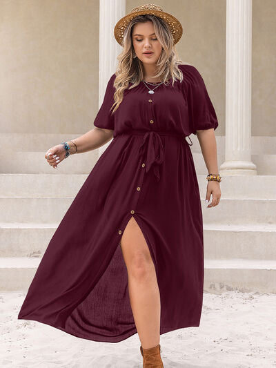 Plus Size Round Neck Half Sleeve Dress - Chic Yana's Fashion