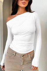 Single Shoulder Long Sleeve T Shirt - Chic Yana's Fashion