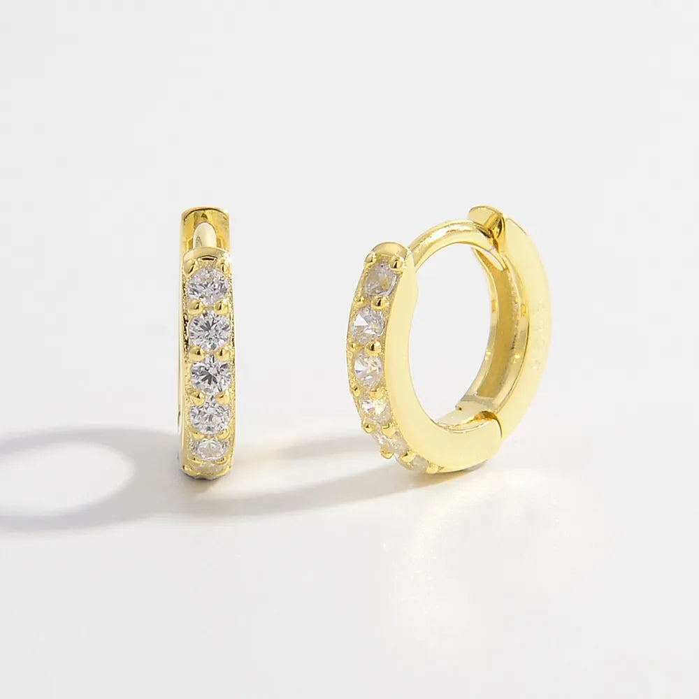 925 Sterling Silver Inlaid Zircon Huggie Earrings - Fashion Jewelry by Chic Yana's Fashion