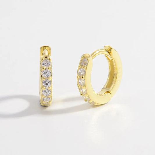 925 Sterling Silver Inlaid Zircon Huggie Earrings - Fashion Jewelry by Chic Yana's Fashion