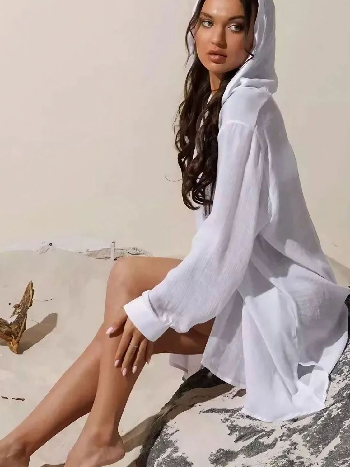 Button Down Hooded Cover Up - Stylish and Trendy Women's Fashion from Chic Yana's Fashion