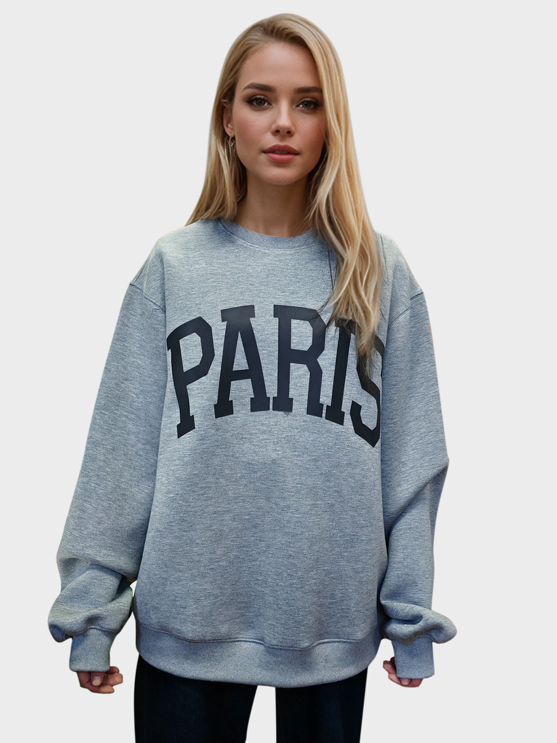 Basic Bae PARIS Round Neck Long Sleeve Air Scuba Sweatshirt - High-Quality Fashion | Chic Yana