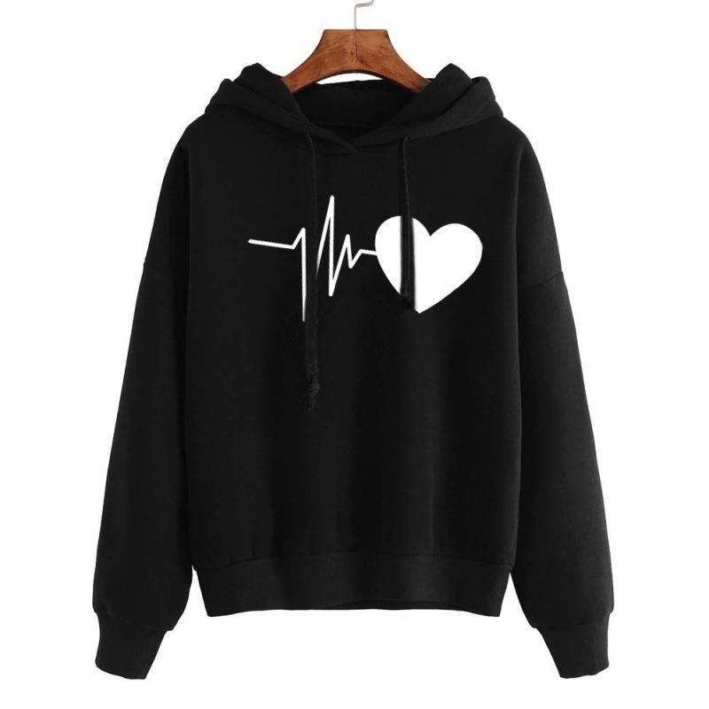 Heart Print Streetwear Hoodie for Women — Spring, Fall — Chic Yana Fashion