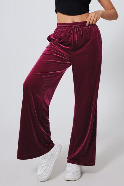 Drawstring Wide Leg Active Pants 1 - Chic Yana's Fashion