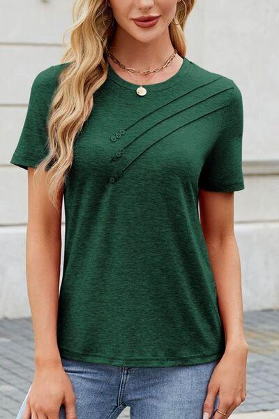 Round Neck Short Sleeve T Shirt - Chic Yana's Fashion