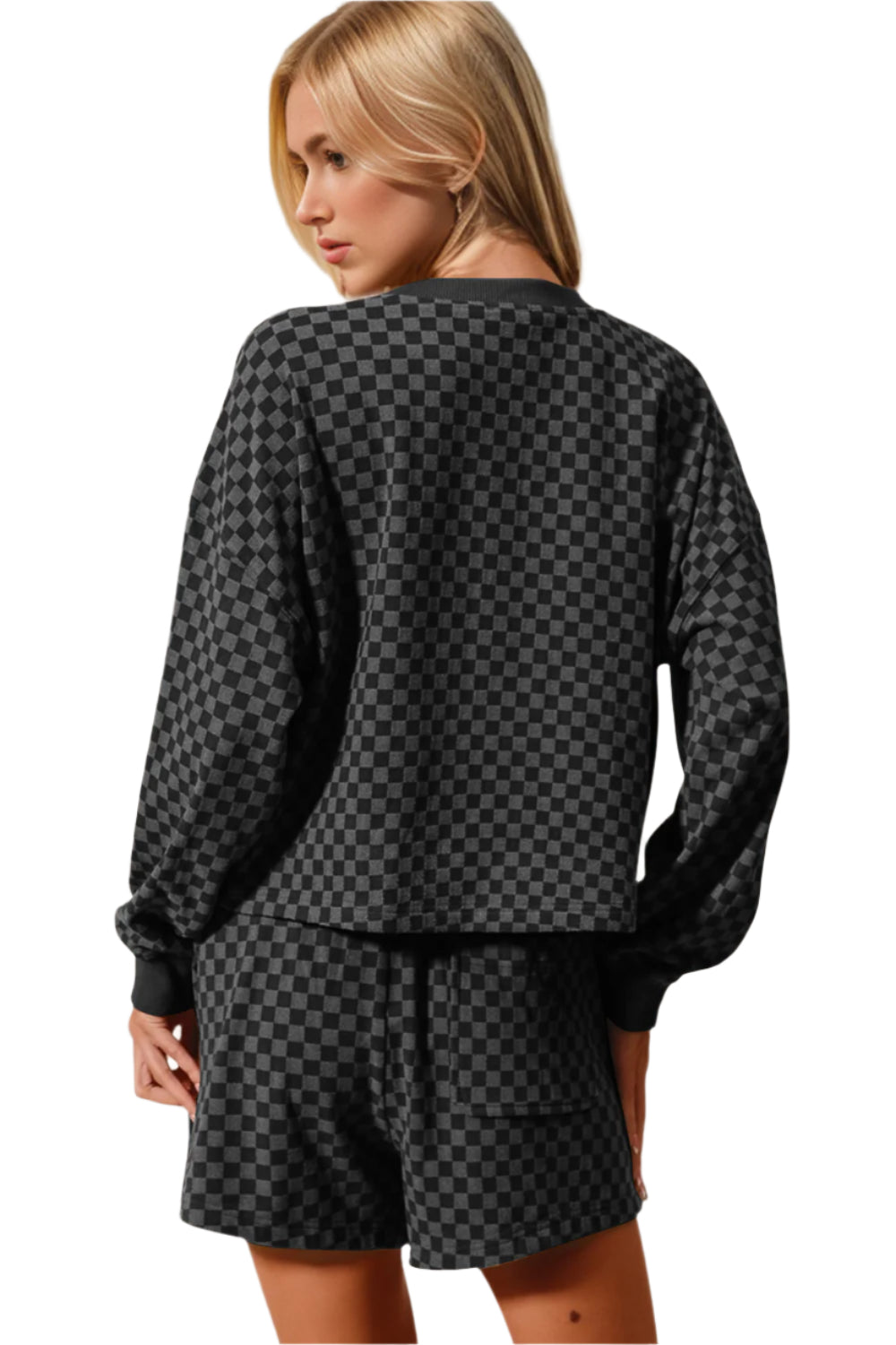 Double Take Checkered Half Button Top and Shorts Set - Shop Now at Chic Yana's Fashion