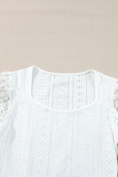 Eyelet Lace Long Sleeve Bodysuit - Chic Yana's Fashion