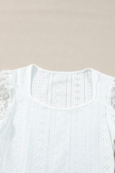 Eyelet Lace Long Sleeve Bodysuit - Chic Yana's Fashion