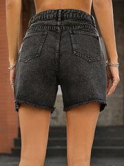 Raw Hem High Waist Denim Shorts - High-Quality Fashion | Chic Yana