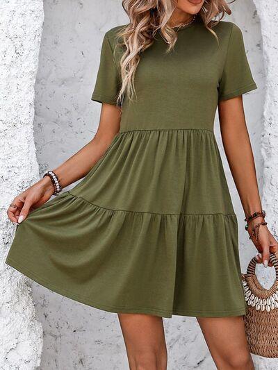 Mandy Round Neck Short Sleeve Mini Dress - Chic Yana's Fashion